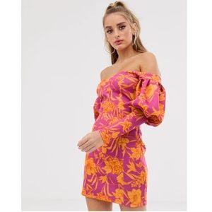 ASOS DESIGN off shoulder floral mini dress